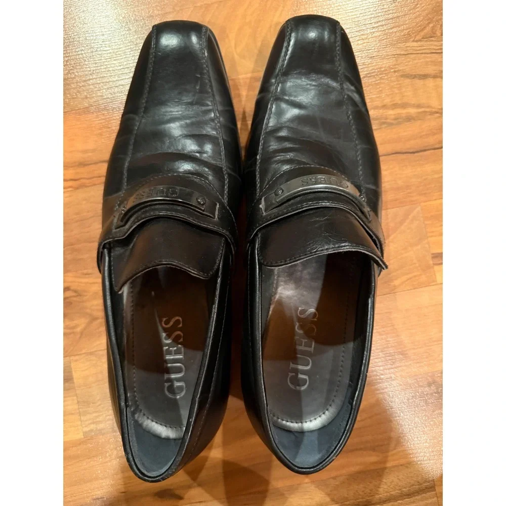 GUESS‎ Men's Black Leather Loafers Dress Shoes Size 11 Formal Party Career work